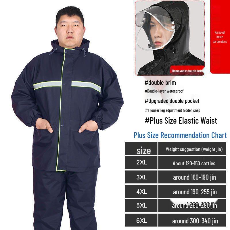 Męski bardzo duży plus size kombinezon przeciwdeszczowy i spodnie, typ dzielony, odporny na ulewny deszcz dla motocykli
