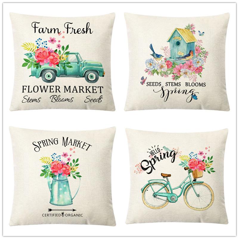 Pillow Nordic Linen Pillow Cover Spring Living Room Sofa Cushion Lumbar Cushion