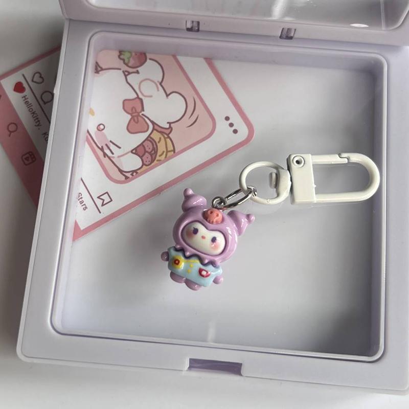 Kawaii Sanrio Kuromi Hello Kitty Cinnamon Dog Keychain Cute Cartoon Car Keychain Pendant School Backpack Decoration Kid Toy Gift