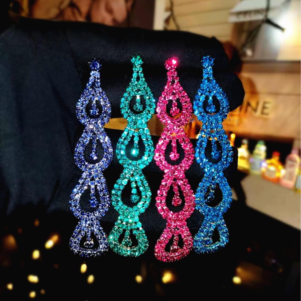 Claw Chain Series Rhinestone Earrings Women's Super Flash Full Diamond Long Earrings Studs Dinner Party Versatile Earrings Earrings