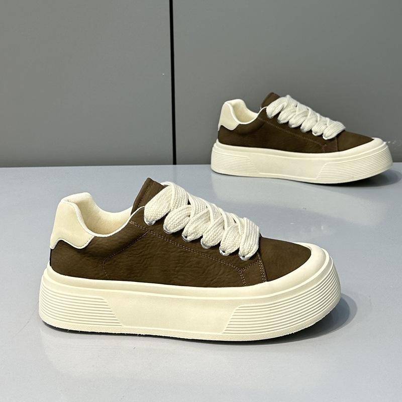 

New Autumn Men s Board Shoes Fashion Outdoor Casual Shoes Comfortable Thick Soled Height Increasing Shoes Advanced Flat Shoe 44 коричневий