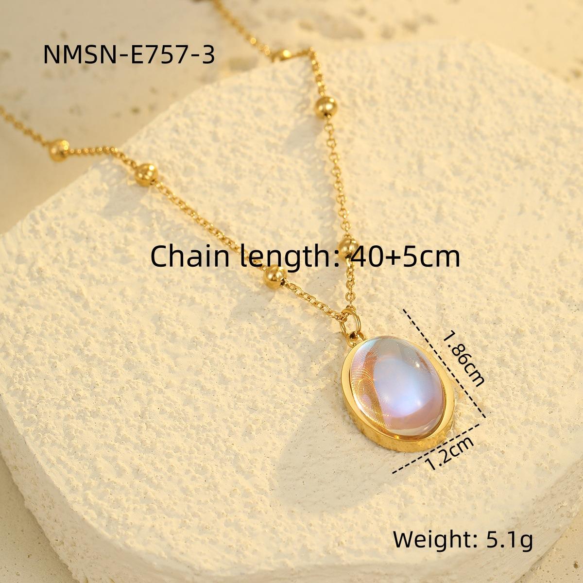 GEMCHIC Women s Stainless Steel Oval Moonstone 18K Gold Plated Titanium Steel Necklace