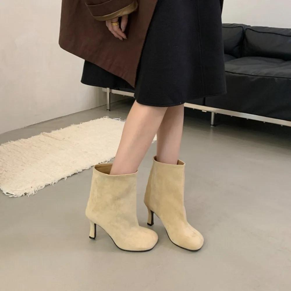 Damenstiefel Runde Spitze Knielang Punk Dünne Hohe Absätze Street Style Wintermode Lange Stiefeletten Damen