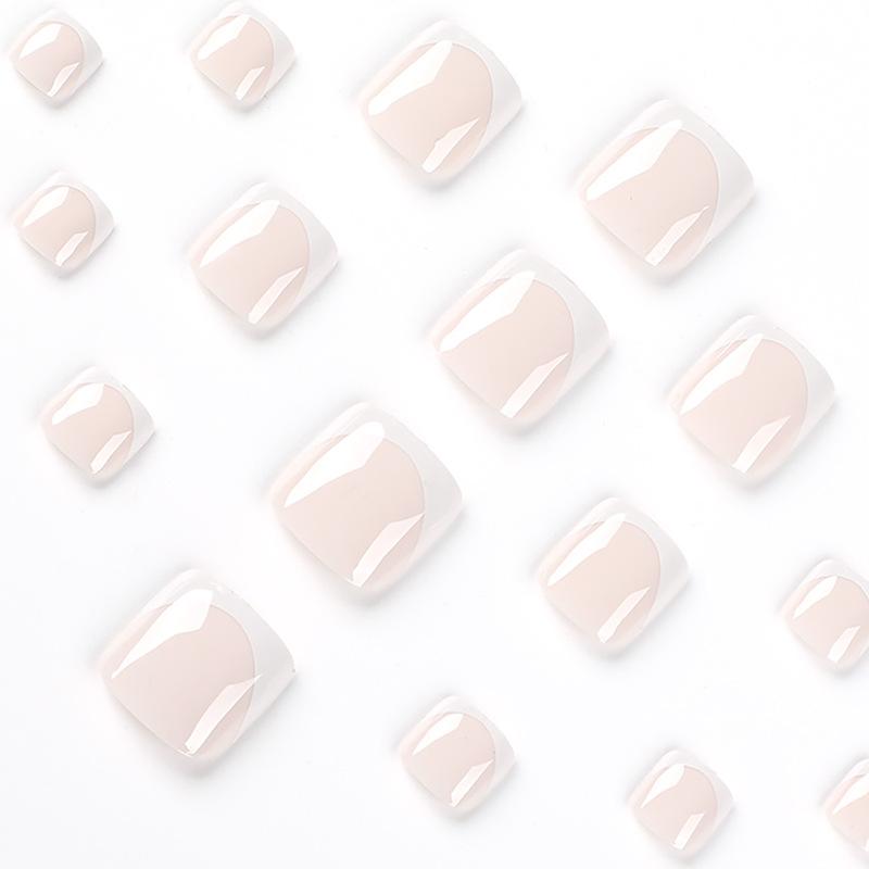 24 sztuk / zestaw Szybkie paznokcie Francuskie białe krawędzie Fałszywe Nials Naklejki Poręczne wodoodporne paznokcie Manicure wykończone