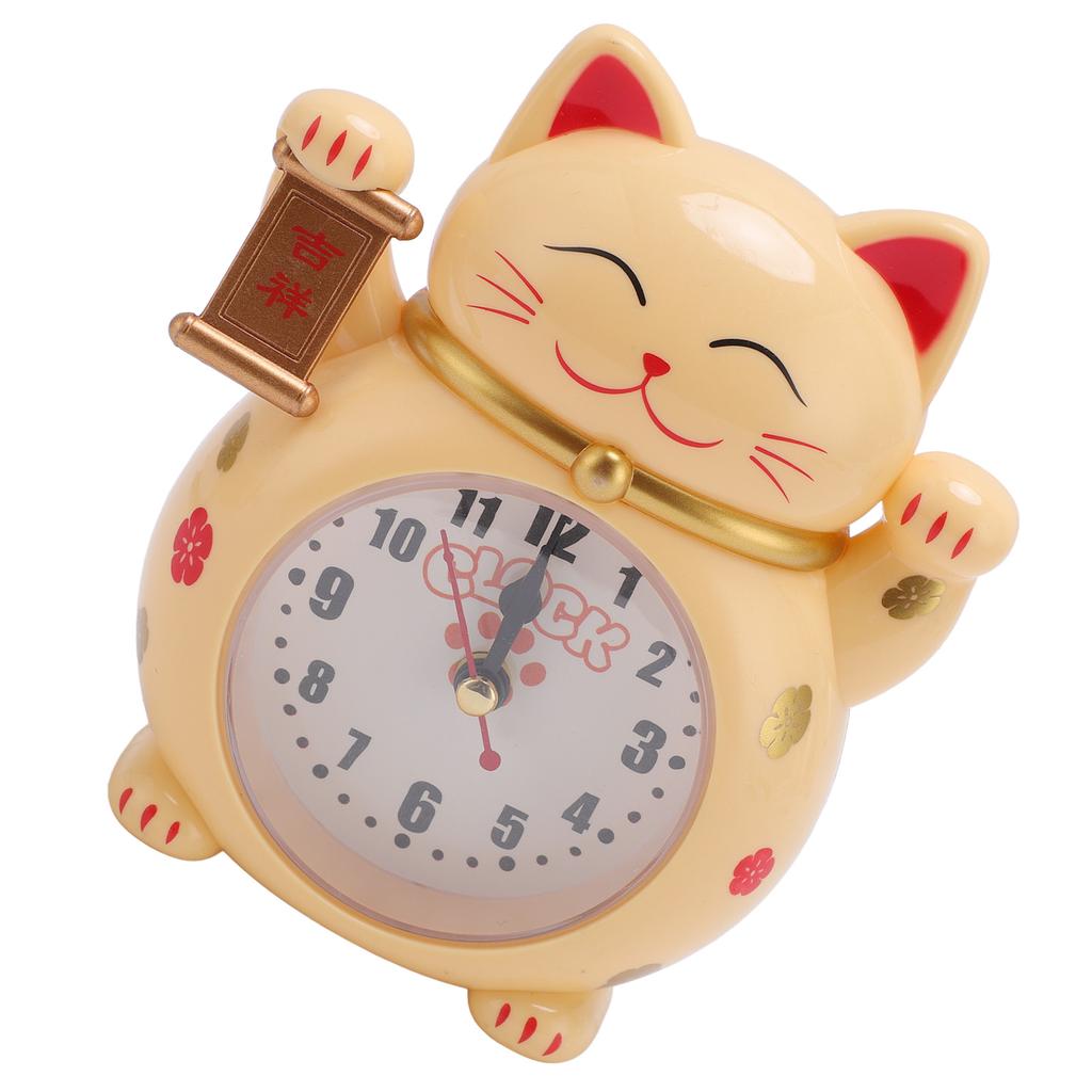 Lucky Cat Clock Accurate Plastic Cute Cartoon Good Lucky Cat Alarm Clock for Home