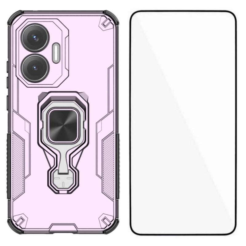 For Xiaomi Poco F7 5G/Redmi Turbo 4 Pro 5G Phone Case WANLONFENG PC TPU Back Cover Kickstand with Tempered Glass