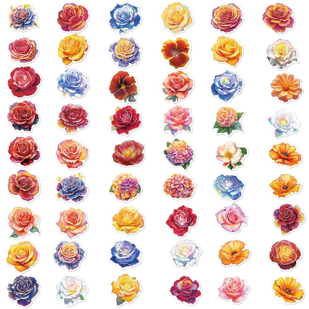 50 Cartoon Creative Flowers Graffiti Stickers Personalized Decorative Guitar Notebook Suitcase DIY Waterproof