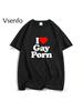 I Love Gay Porn Unisex T Shirts Casual Summer LGBT T Shirt Unisex Short Sleeve Streetwear Round Neck Unisex's Cotton T-Shirt