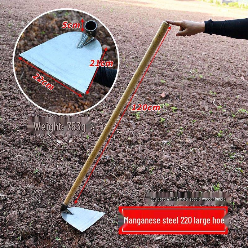 Traditional Thickened Manganese Steel Hoe for Weeding, Planting, and Soil Loosening