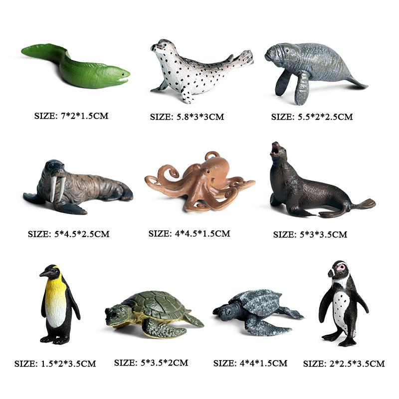 Oenux Mini Ocean Marine Shark Model Classic Sea Life Animal Whale Turtle Action Figures PVC Lovely Educational Toy For Kids Gift