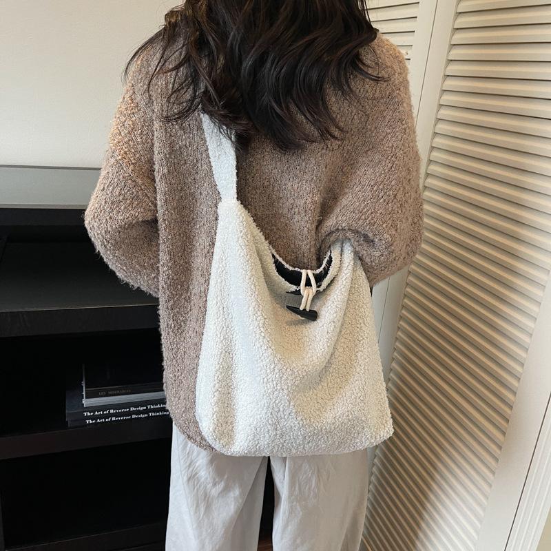 Lamb Plush Bag Women's 2025 Autumn and Winter New Fashion Casual Commuter Shoulder Bag Large Capacity Tote Bag