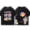 Cartoon Anime Balloon Labubu Printed T-shirt Women's Short-sleeved Ins Loose Casual Top Couple Summer