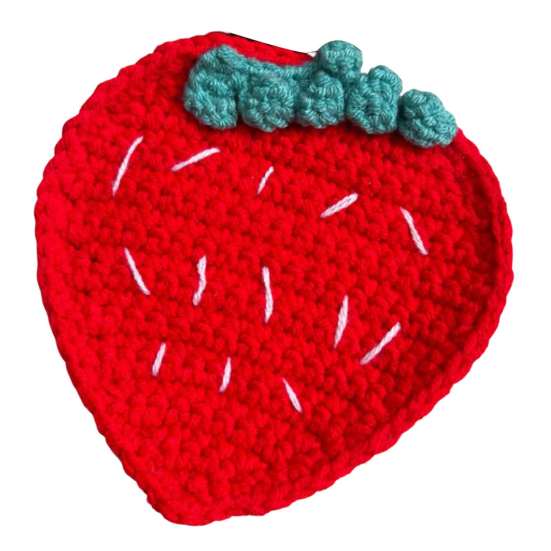 Hand Knitted Fruit Coasters Handmade Coaster, Crochet Watermelon Orange Strawberry Kiwi Cherry Small Wool Mats for Coffee Cups Cup Mat, Heat