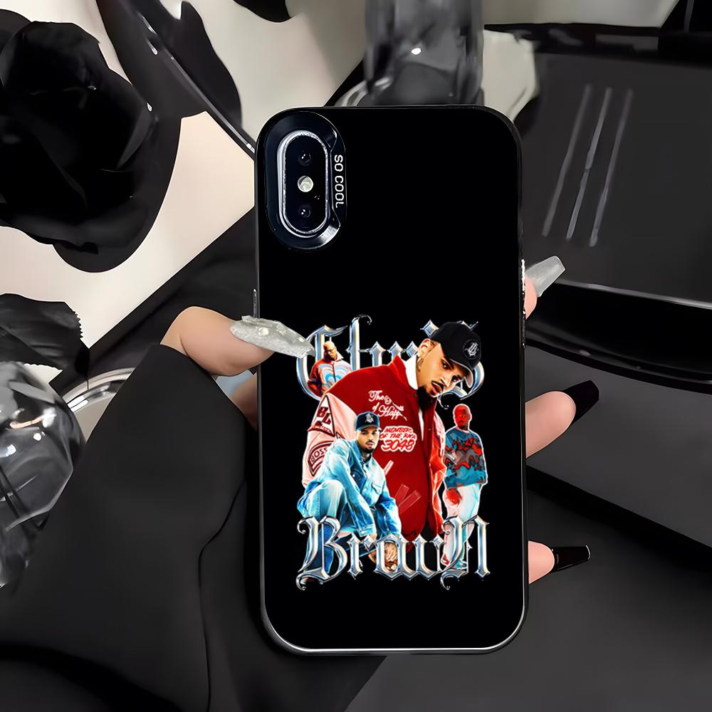 Singer Chris Brown Phone Case For IPhone 17 Air 16 E 15 14 Plus 13 12 11 Pro Max Colored Silver Cover