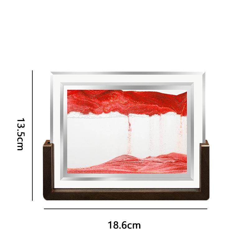 Walnut Wood Frame Sandscape Moving Sand Art Picture 3D Hourglass Quicksand Square Flowing Sand Painting Office Home Decor Gifts