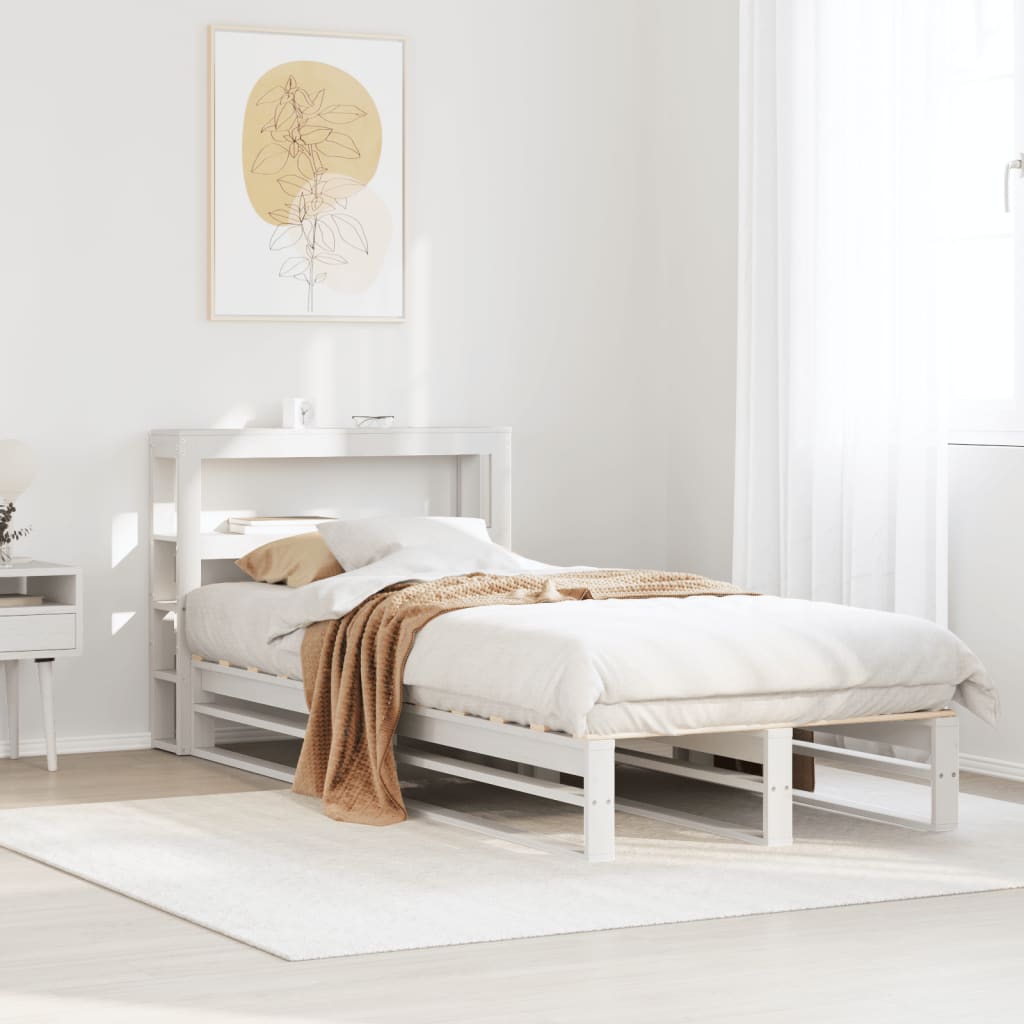 Vidaxl Rama Łóżka Bez Materaca, Biała, 75X190 Cm, Lite Drewno Sosnowe