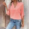 Women's V-neck Pullover Striped Printed Long Sleeved Casual Women's Shirt