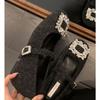 Square Head Single Shoes Casual Thick Heel Inner Heel Increased Wind Soft Sole Daily Square Buckle Woolen Mary Jane Shoes