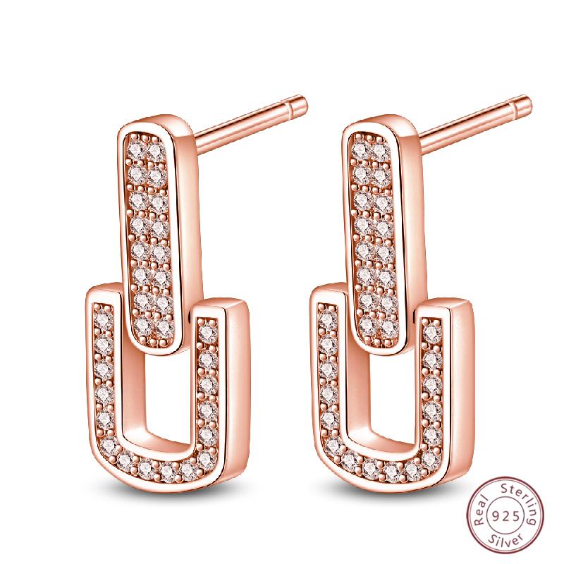 925 Ayar Burgu Halka Küpeler Minimalist Altın Yuvarlak Moda Zirkon Tokalı Düğün Takısı Kadınlar İçin Hediye