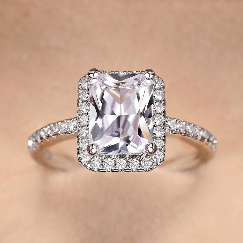 Ny Glitrende Firkantet Geometrisk Design Ringlys Luksus Personlig Mote Stil Forlovelses- og Bryllups Tilbehør