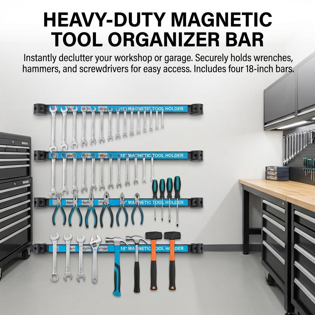 Magnetischer Werkzeughalter 12/18 Zoll Starker Magnetstreifen für Metallwerkzeuge Garage Werkstatt Aufbewahrungs-Organizer Mit Befestigungsmaterial