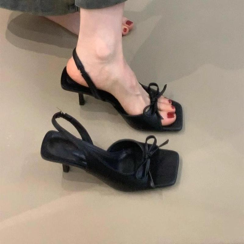 Summer Butterfly-knot Floral Women Sandals Fashion  Ladies Outdoor Square Toe Dress Sandalias