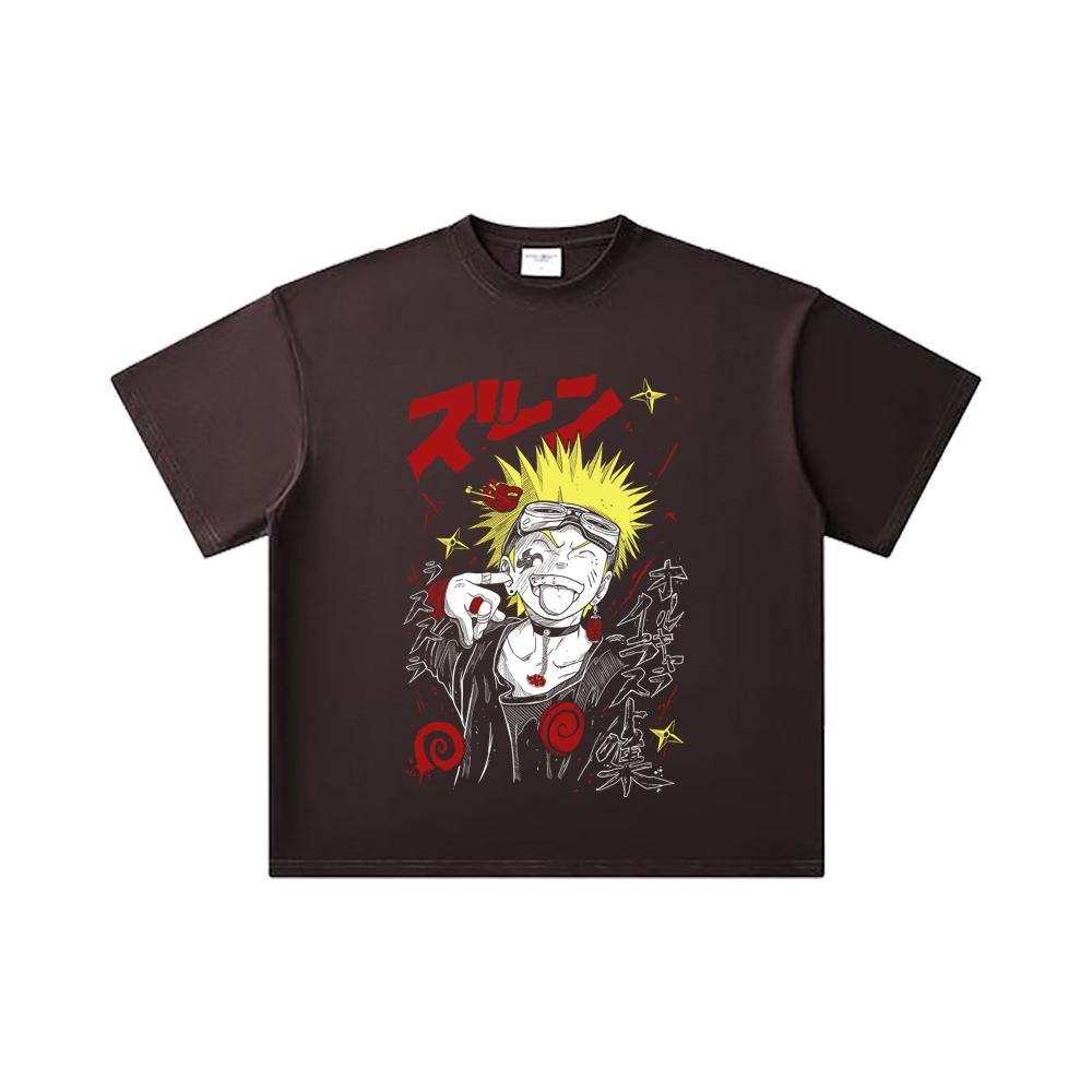 260 GSM Double Yarn 32 Count 100% Cotton Naruto V17 Print Unisex Heavy Cotton T Shirt