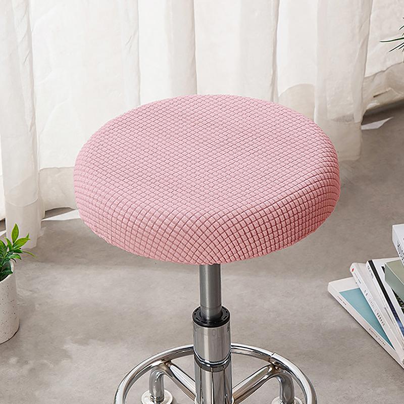Bar Stool Cover Polar Fleece Round Chair Cover Removable Stool Slipcover Solid Seat Cushion Protector Washable Bar Stool