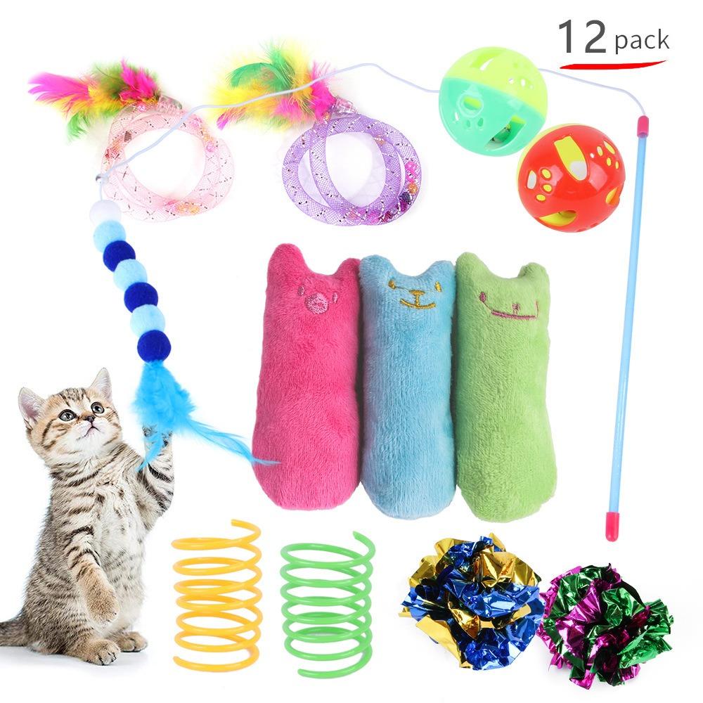 12/14/20PCS Sisal Mouse Funny Cat Stick Interactive Cat Supplies Cat Toys Interactive Play