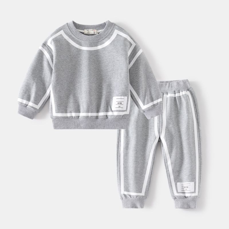 Spring and Autumn Children's Round Neck Long Sleeves Sweatshirt Pullover Tops Labeling Baby Sportswear Boys' Casual Pants Suit