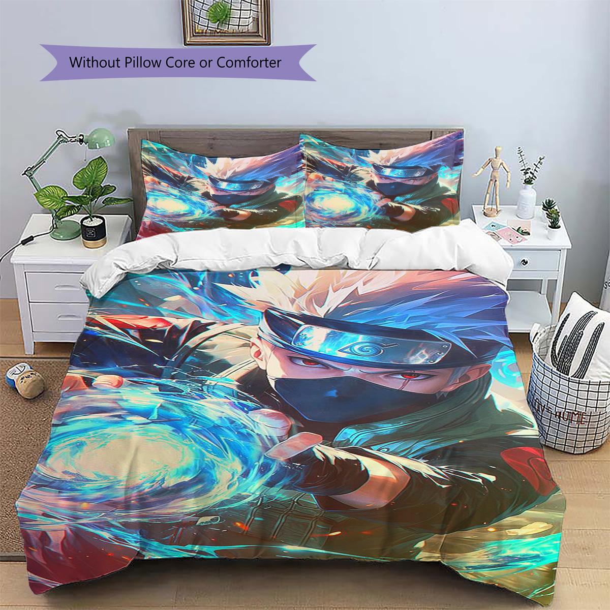 

Kakashi Hatake Patterned Pillowcase & Duvet Cover Set Anime Bedding Decor for Bedroom Surprise Gift for Anime Lovers.-TING 135x200cm