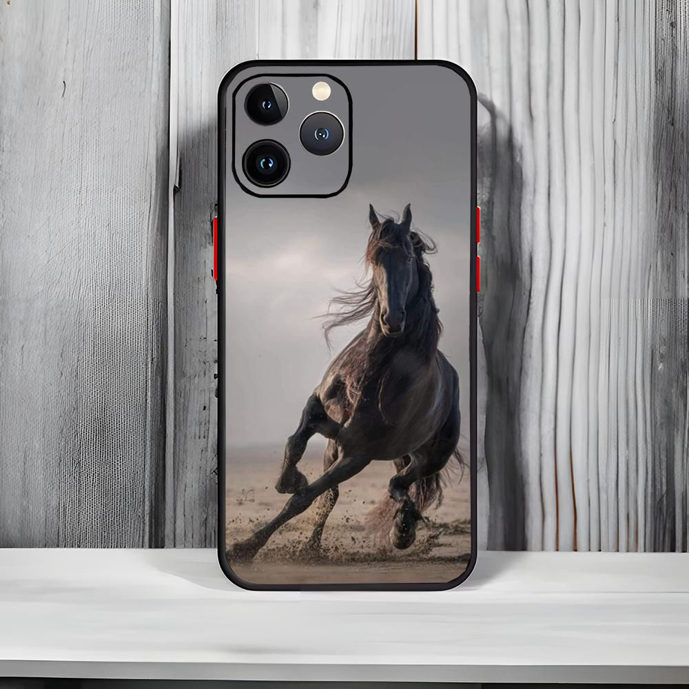 Frisianhorse Black Horse Art Phone Case Black Matte Thin Phone Case For iPhone17 16 15 14 13 ProMax
