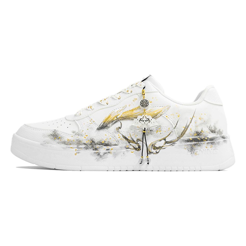 Li Ning Floating Boat Skateboard Shoes Men's Low top Black/White/Gold AGCS419-1(Team113-S-BOX)