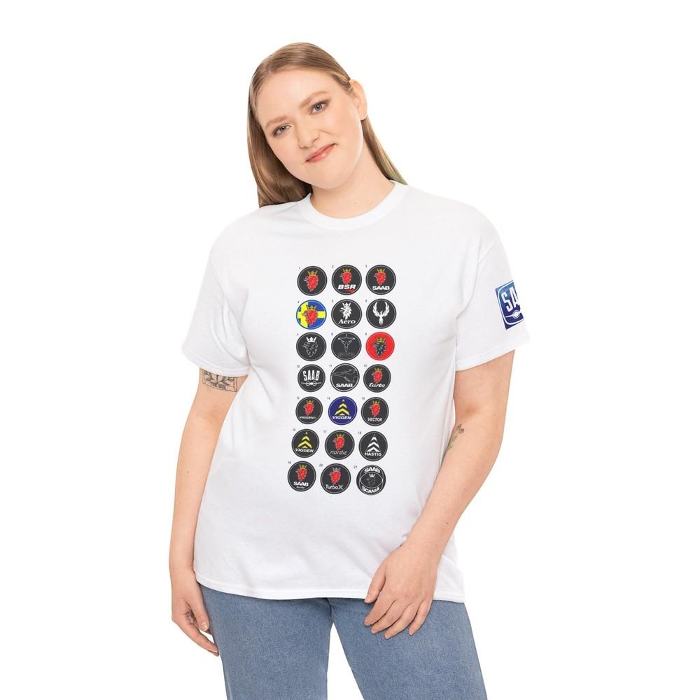 Defunct Swedish Car 21 Logos Tee | Car Emblem Graphic Shirt, Gift, Retro Unisex T-Shirt M