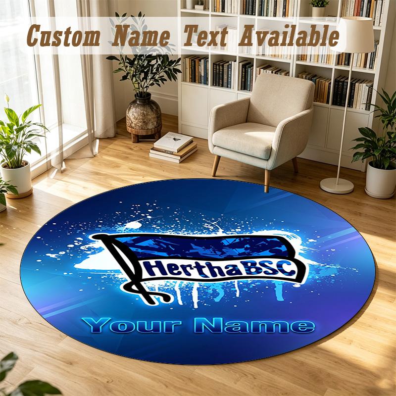 Round Rug Custom Namehertha Bsc Pattern Non Slip Carpet Home Floor Decor