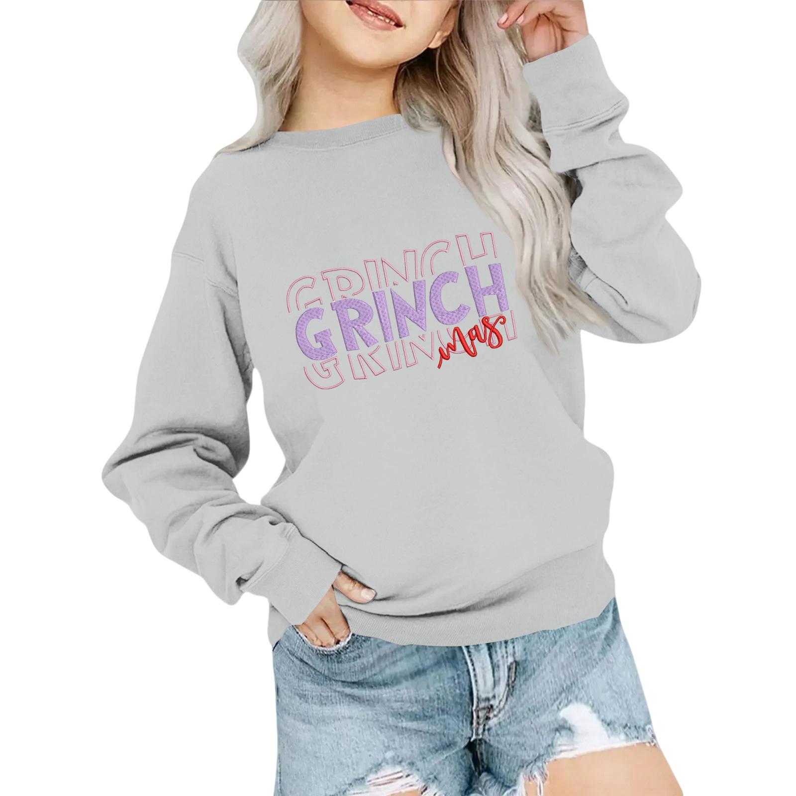 

Детская модная толстовка оверсайз с круглым вырезом, свободного кроя, с длинными рукавами, с повседневным рождественским принтом 130