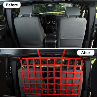 Seat Back Divider Cargo Net Dog Barrier Protection Safety Driving Mesh for Jeep Wrangler JK JL Gladiator JT 2007-2025 2DR 4 Door