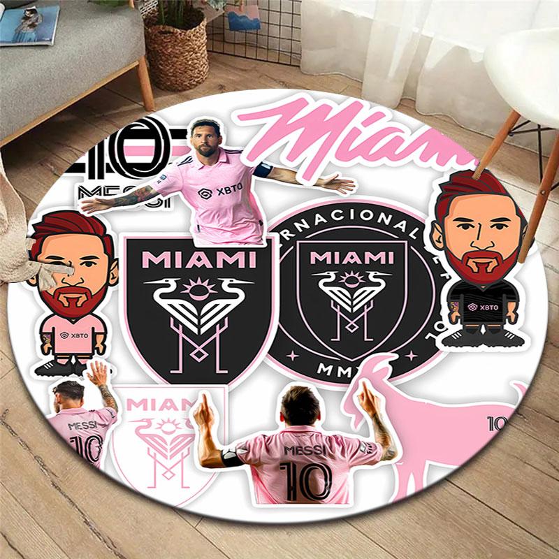 Messi Round Area Rug,Carpet Rug for Living Room Bedroom Sofa Playroom Decor,Non-slip Floor Mat