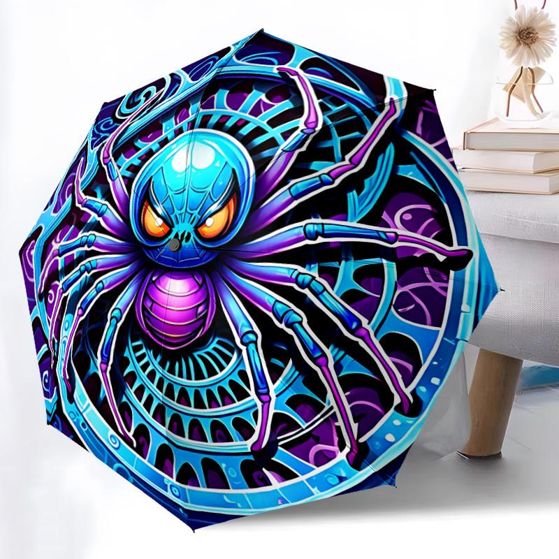 1pc Spider Web Automatic Folding Umbrella - Design, Durable Iron Frame for Travel, Outdoor, Beach Fashion Accessory A0920014