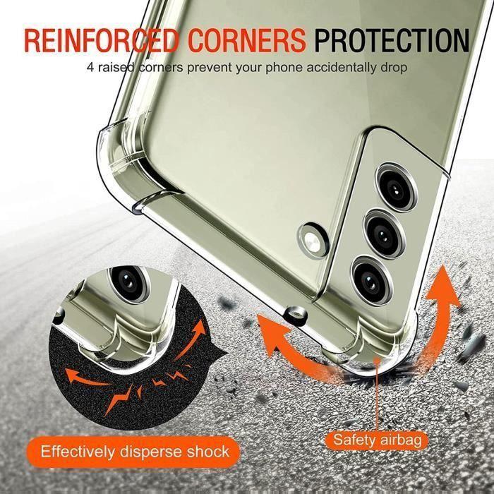 Coque - PROSHOP - Samsung S21FE - Silicone Renforcée - Transparent - 2 Verres Trempés Inclus