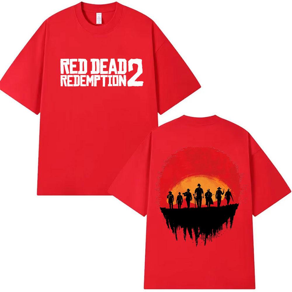 

Ретро Футболка с графикой Red Dead Redemption 2 для мужчин и женщин, повседневная, свободная, модная 2026 года, 100% хлопок, с принтом M