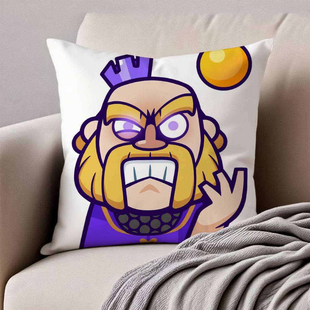 Anime C-Clash R-Royale Pillow Case Anti-dustmite Pillowcase Invisible Zipper Silky Short Plush Sofa Cushion Cover