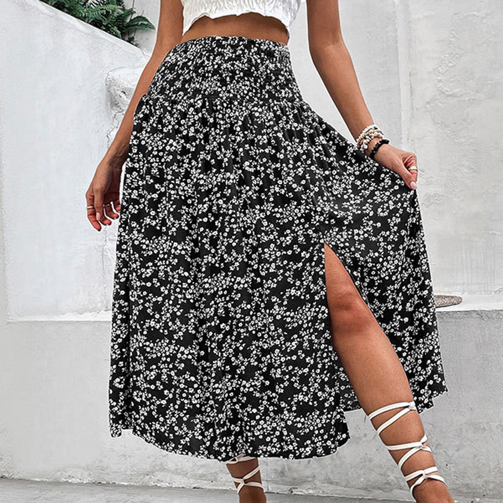 

Women s Casual And Fashionable High Waisted Skirt With Split Skirt With Split Skirt L чорний