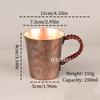 Handcrafted Vintage Copper Coffee Mug,Thickened Woven Handle Hammer Texture Cold Drink Cup,Friends Gifts Tea Cup Tableware