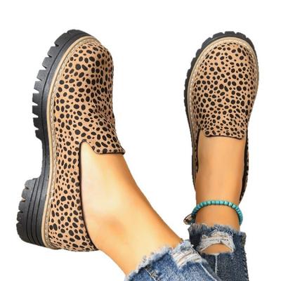 Large Size Leopard Print New Muffin Platform Comfortable Fashion British Style Small Leather Shoes