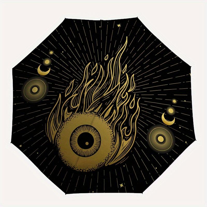 Flaming Eye Celestial Circle StickerUmbrella, Portable 3-Fold Umbrella for Men & Women,Christmas Gift ES114