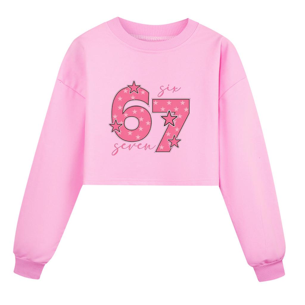 5291 Girls Steal a Brainrot 67 Printed Long Sleeves Round Neck Sweatshirt
