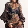 Women S Long Sleeve Floral Print Mesh Slim Fit T Shirt