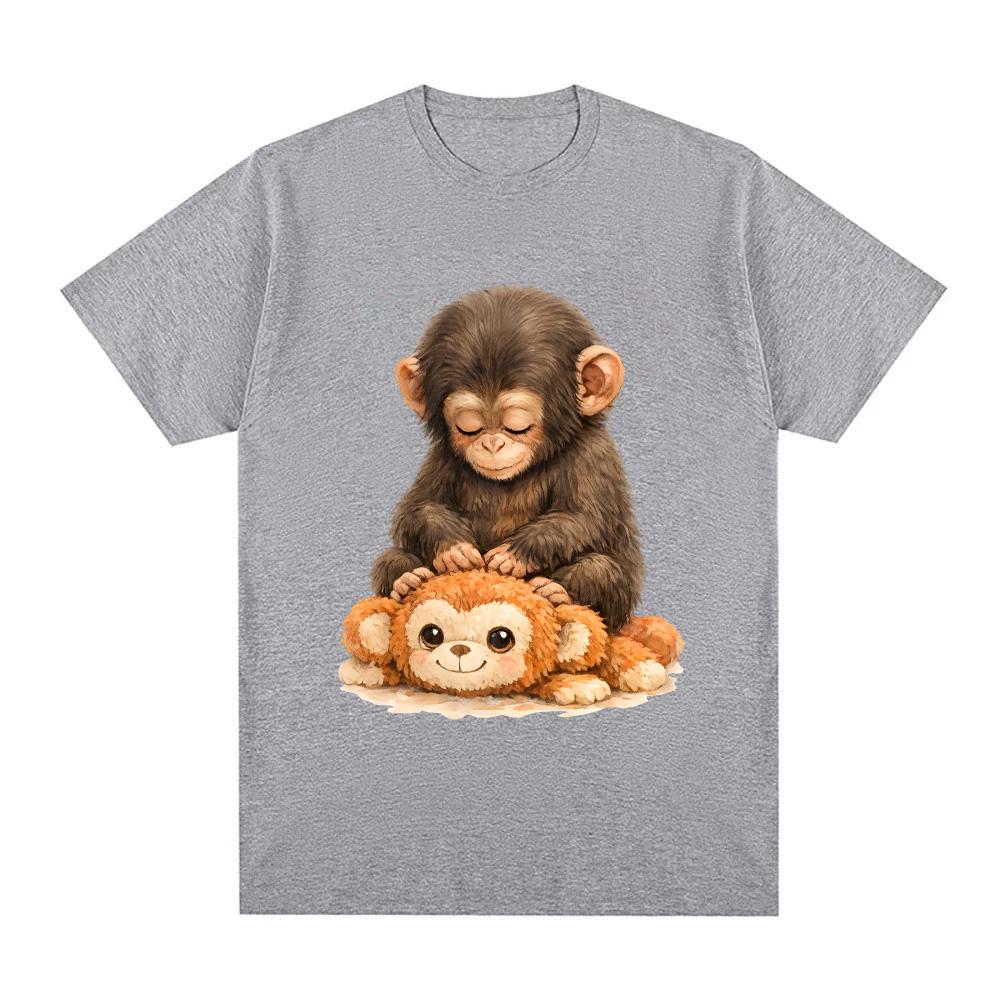 Punch Monkey TEE Japanese Macaque Graphic Printing High Quality Teeshirt Fashion Kawaii 100Cotton FemaleMale Camisetas