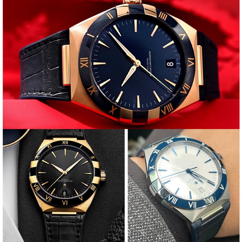 For Omega Constellation Manhattan Series Watch Strap Cowhide Crocodile Pattern Silicone Rubber Bottom Observatory Watchband